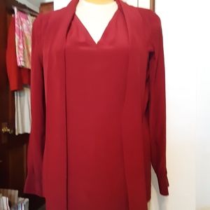 Ann Taylor Silk Maroon Tie-Neck Blouse